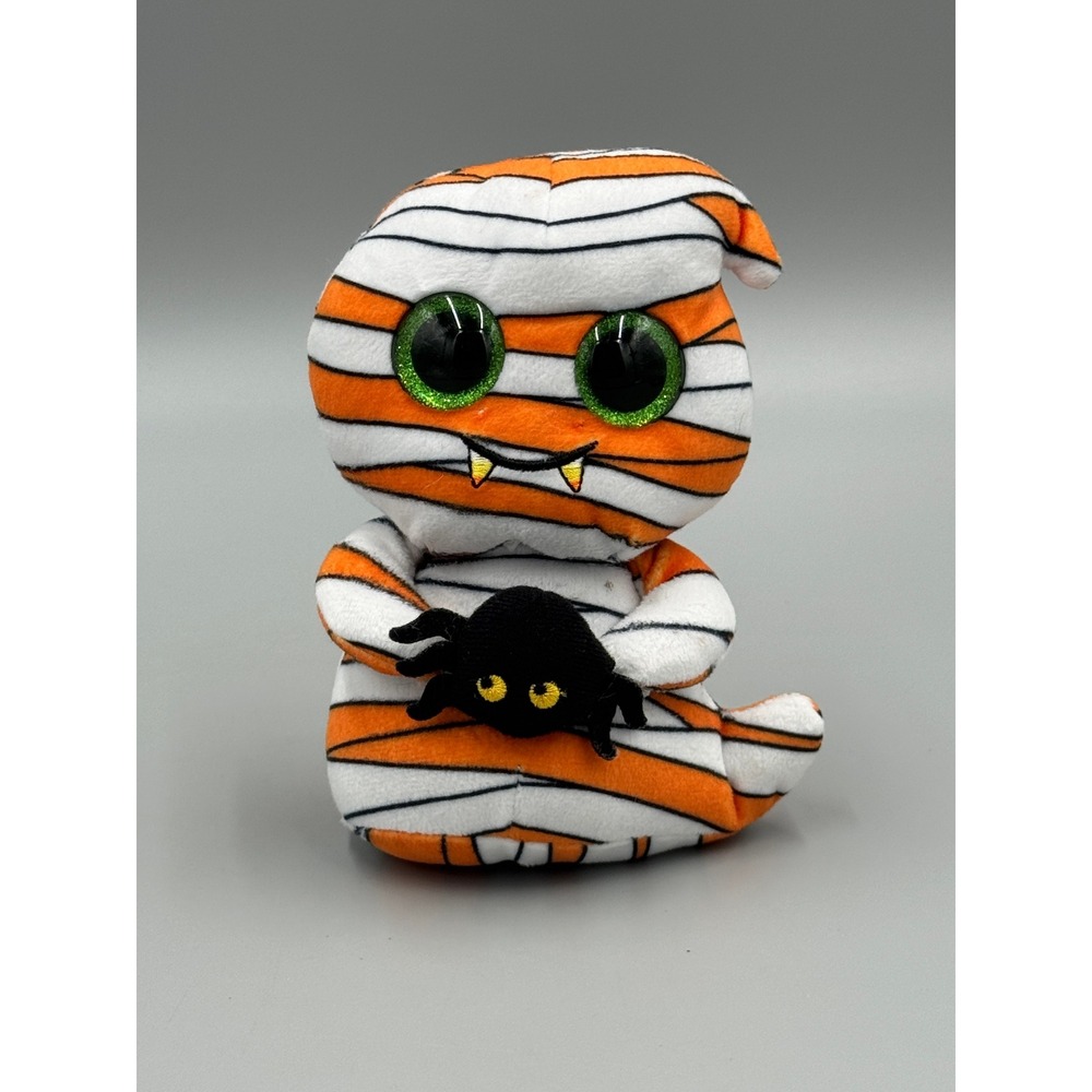 Ty Beanie Boos Mumford the Mummy Orange White Halloween Plush 6 Inch Stuffed Toy